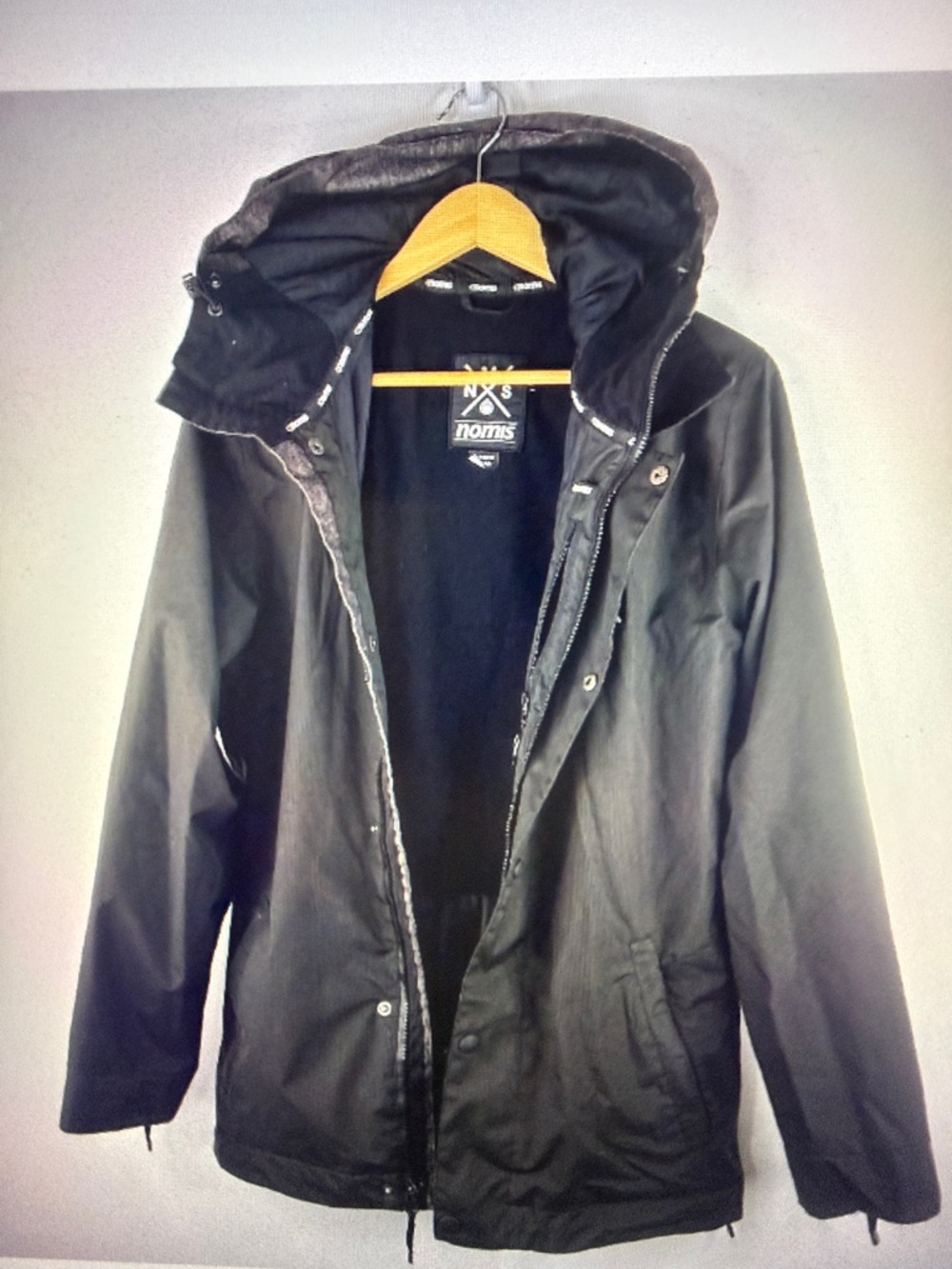 NOMIS Men Black Snowboard Hooded Zip Up Outdoors Winter Ski Jacket Size S